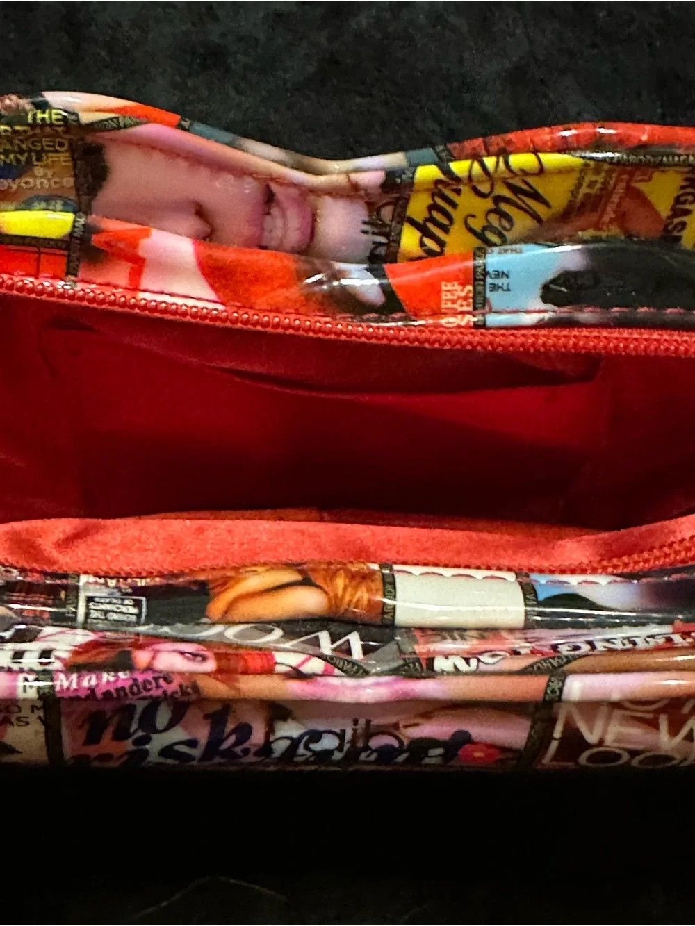 Lips Shaped Magazine Collage Clutch - Multicolor